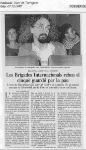 Notícia del Diari de Tarragona sobre las Brigadas i el Memorial