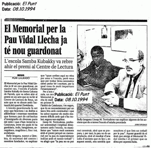 Notícia al diari El Punt sobre Samba Kubally i el memorial