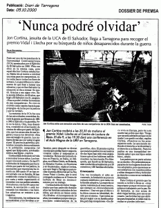 Notícia a el Diari de Tarragona sobre el memorial 2000